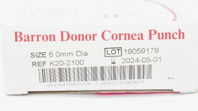 Katena K20-2100 Barron Vacuum Donor Cornea Punch 6.0mm Diameter (x)